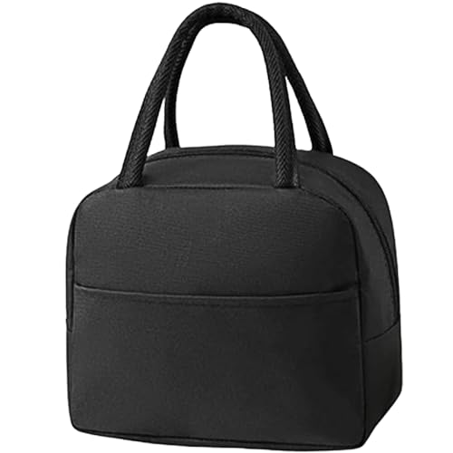 ROYKAL Bolsa Térmica Porta Bebidas y Tuppers + Juego de Cubiertos de Plastico Nevera Portátil (Negra)