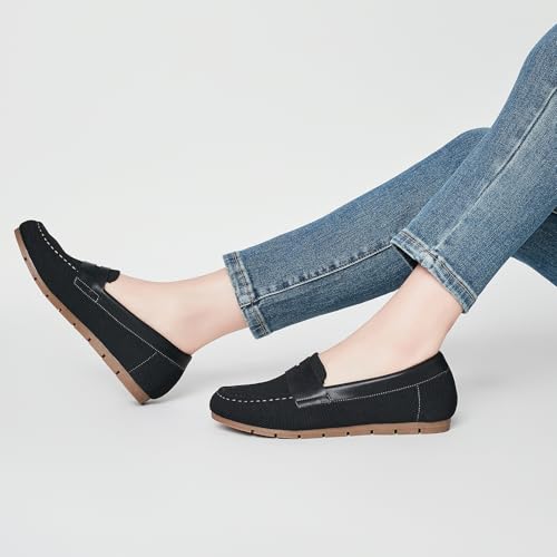 Image of Cvistpieo Loafers for Women Comfortable Dressy Casual Work Flats Lightweight & Breathable Slip On Walking Shoes Knit