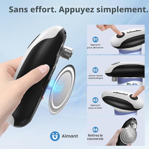 Ouvre-boîte électrique à pression unique automatique et rechargeable noir
