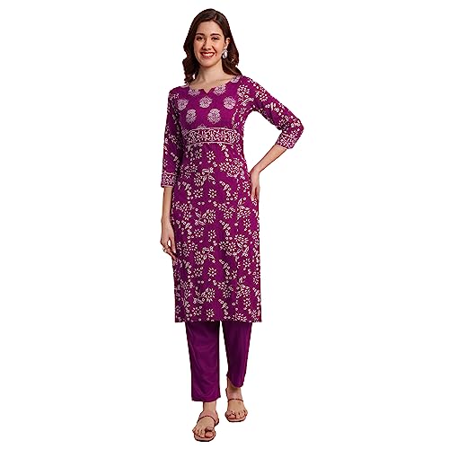 Image of Ayukta Women's Rayon Printed Straight Kurta