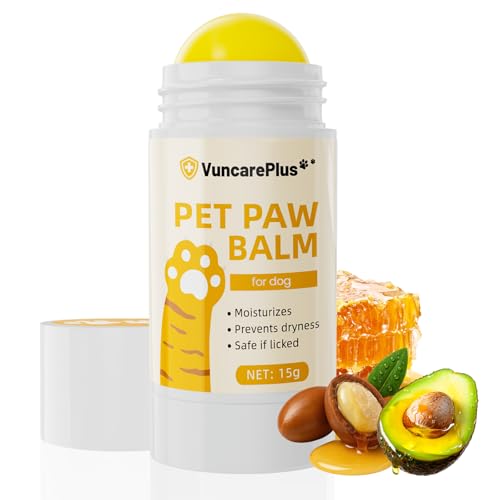 VUNCAREPLUS Dog Paw Balm Stick for Dry Cracked Paws, Natural Paw Moisturizer with Shea Butter & Avocado Oil, Soothing Dog Paw Care for Hot Pavement & Cold Weather, Lick-Safe (15g/0.5oz)