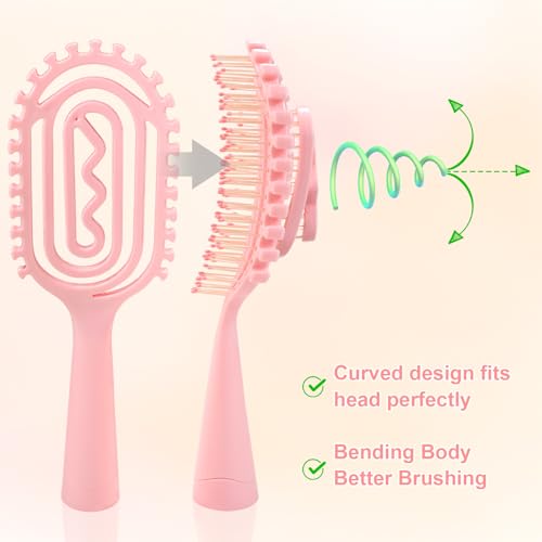 DUAIU Detangle Hair Brush Women, Vent Hair Comb for Detangling, Wet, Curly, Styling, Faster Drying, Scalp Massage, Bounce Effect - Image 3