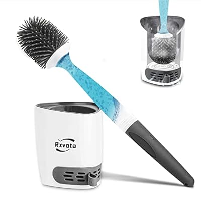 Silicone Toilet Bowl Cleaner Brush, Bathroom Cleaning Bowl Kit, Wall Mount Toilet Brush Refillable Toilet Brush Diatom Mud Absorbent Soft Bristled Silicone