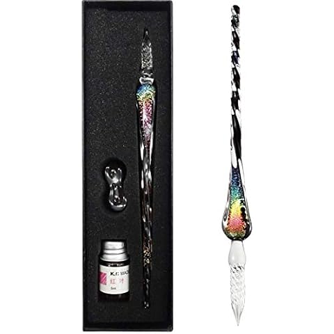 EACHHAHA Glass Dip Pen and Ink Set, Glass Calligraphy Pens with Ink and Holder,Crystal Signature Pen for Art,Painting,Writing,Decoration and Business Gift Cover