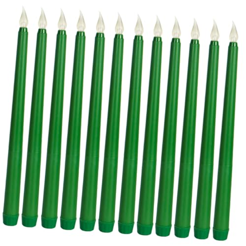 Velas cónicas a pilas LED Ipetboom de color verde para decoración de mesas y eventos sin cera