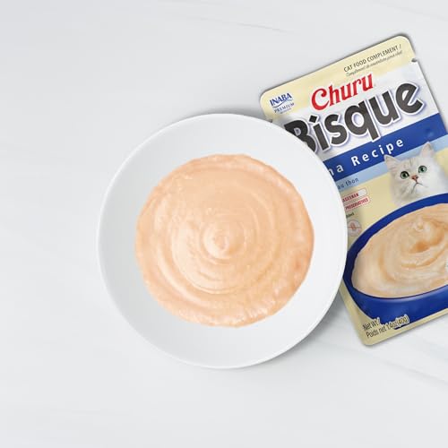 INABA Churu Bisque for Cats, Creamy Lickable Purée Side Dish with Vitamin E, 1.4 Ounces per Pouch, 24 Pouches, Tuna & Chicken Variety - image 2