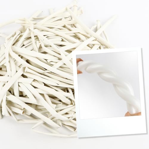 Image of Long Balloons - White 260 Balloons for Balloon Arch & Party Decor, 100Pcs | White long balloons for balloon arch & string garland decorations, thick latex & easy to inflate, great for birthday wedding