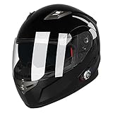 FreedConn BM2-S Bluetooth Motorcycle Helmet, Flip-Up Modular Motorbike Helmet, 500M Connectivity for 2-3 Riders, Voice Dial, Hands-Free Call, MP3, FM, DOT Certified (Medium, Gloss Black)