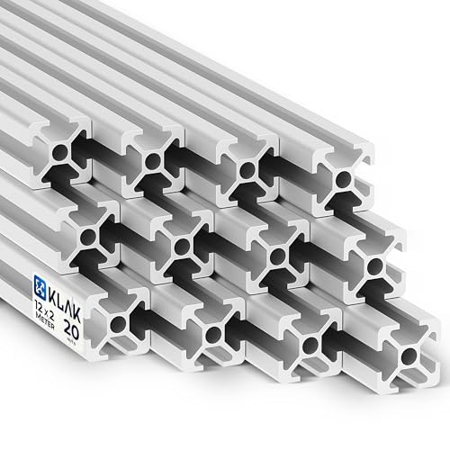 KLAK 20 - Aluprofil 12 Stück 20x20mm 2m System-, Montage-, Konstruktionsprofil Nut 6