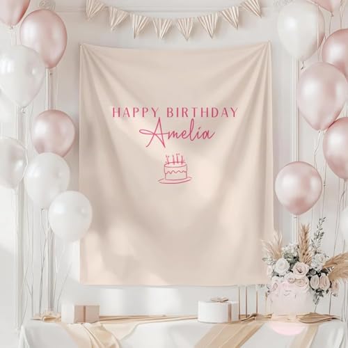 Personalized Birthday Banner Fabric Name Sign for Kids Boys Girls,