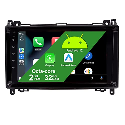 Android 12 Pantalla Compatible con Mercedes Viano autoradio Vito w639 W169 W245 con Carautoplay Android Auto Octa-Core CPU,Pantalla táctil IPS de 9 Pulgadas con Bluetooth 5.0 WiFi SWC DSP Dab,2+32G Cover