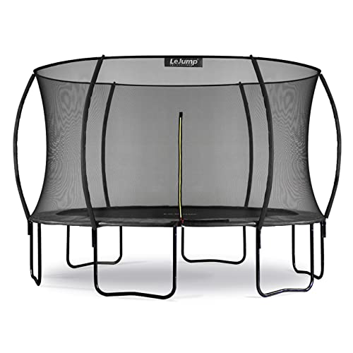 LeJump Trampoline Extérieur Ø 244/305/366 cm, TÜV Rheinland, avec Filet de Sécurité, Échelle, Design Citrouille, d'extérieur pour Le Fitness et Le Jardin avec Filet de sécurité pour Enfants et Adultes
