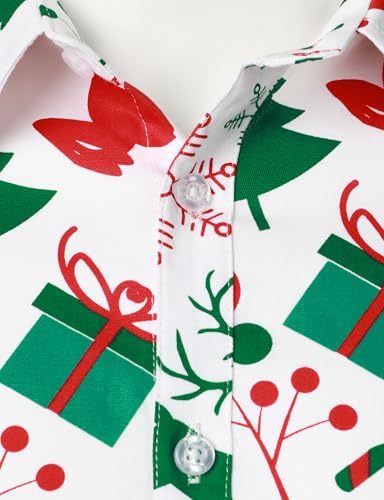 JOGAL Mens Christmas Shirts Santa Claus Party Long Sleeve Button Down Shirts3
