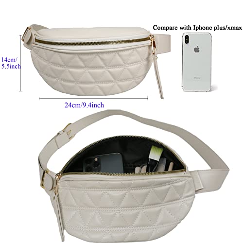Fashion Waist Packs For Women Fanny Packs Quilted Belt Bag Festival Bum Bags Crossbody Waist Purse For Sports Workout Traveling Running Casual(Women Fanny Pack For Beige) #TOP6