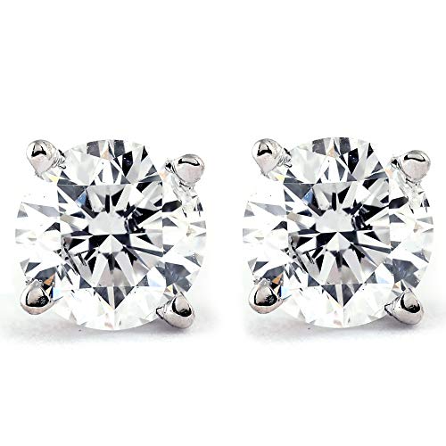 Tiny 1 4Ct Round Diamond Small Stud Earrings in 14K White Gold Classic Setting