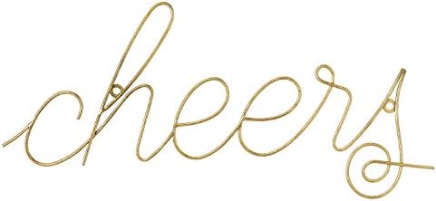 Stratton Home Decor S07689 Cheers Wire Script Wall Art, Gold