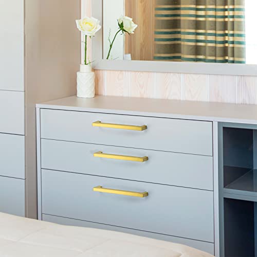 Image of Ravinte 10 Pack 7-1 /2 Inch Kitchen Square Cabinet Handles Brushed Brass Pulls Kitchen Cabinet Hardware Handles for Cupboard Drawer Pulls