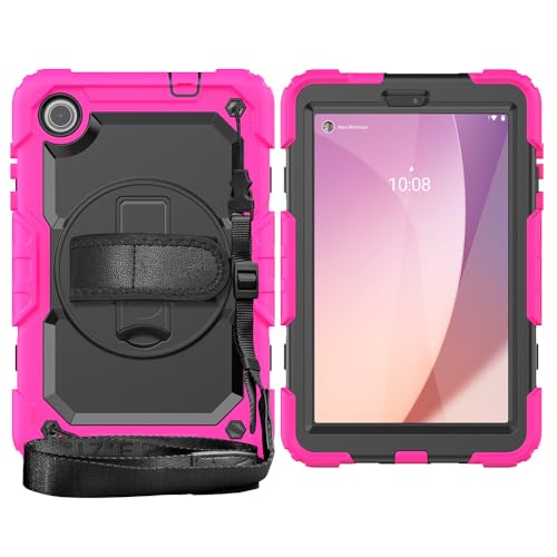 Étui rotatif pour Lenovo Tab M8 Gen 4 avec support et protège-écran rose