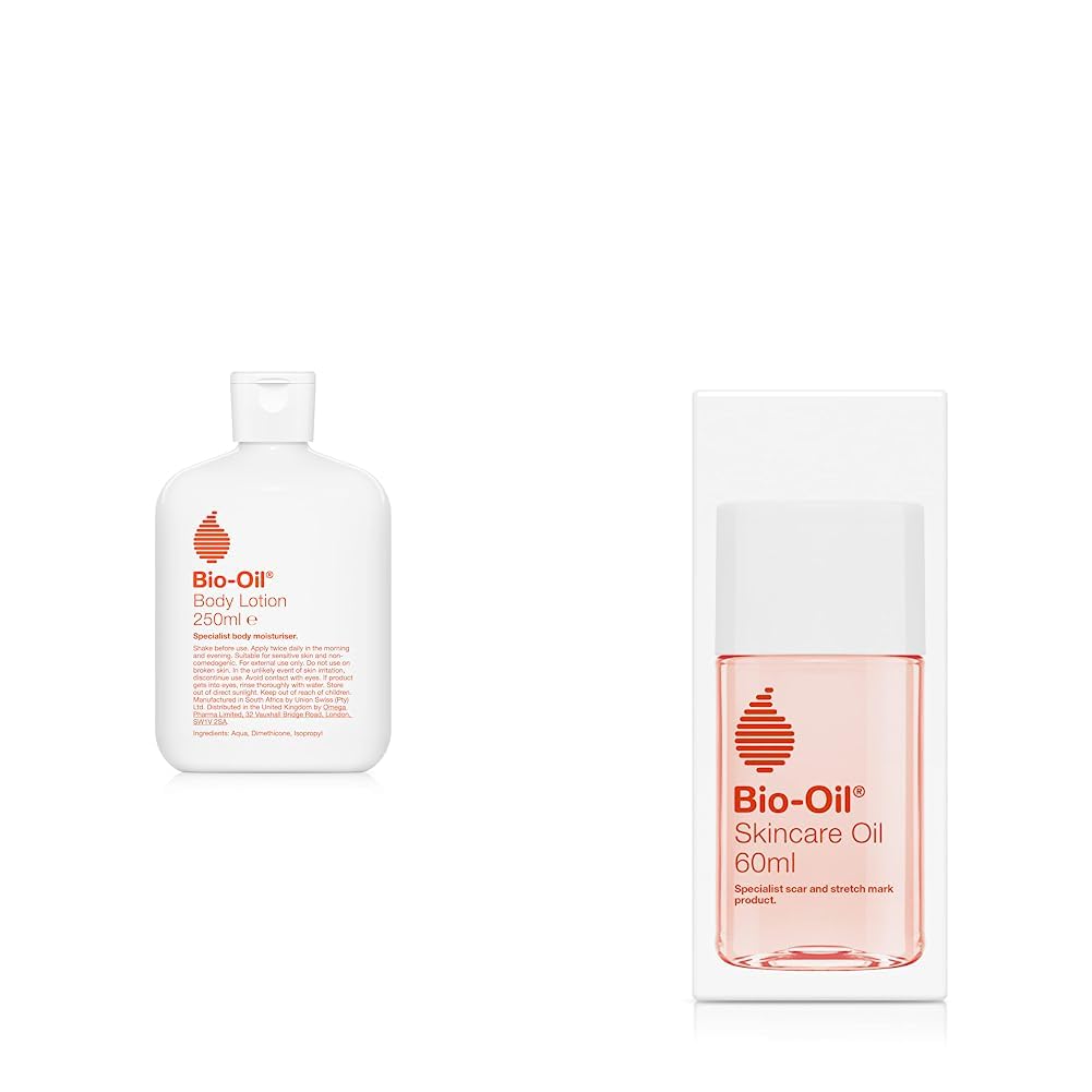 Bio-OilBody Lotion 250ml - Ultra-Light Body Moisturiser for Dry Skin - Daily Moisturising Lotion & Skincare Oil - Improve the Appearance of Scars, Stretch Marks and Skin Tone - 1 x 60 ml