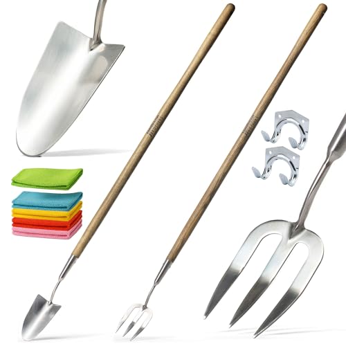 Jamieson Brothers Gardening Stainless Steel Multi Tool Set for all your gardening needs (Long Handled Fork and Trowel)