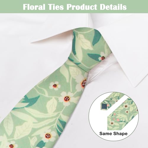 Image of Mantieqingway Men's Cotton Floral Neck Tie 2.56'' Printed Skinny Tie