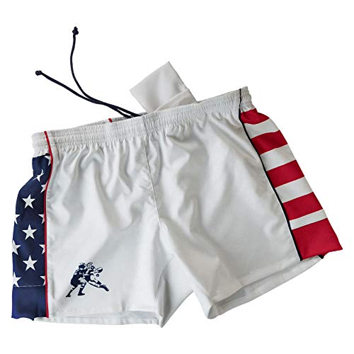 USA Pro XV Rugby Shorts (X-Large) White Red Navy