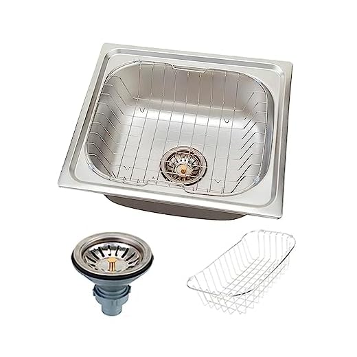 Pingoo.casa, Cuba para Cozinha com Acessórios, Gourmet, Aço Inox, Dessana, Prata