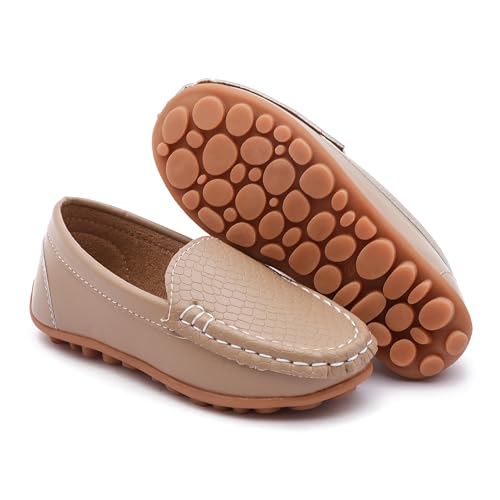 Image of Boys Loafers PU Leather Slip-On Toddler Dress Shoes Non-Slip Sole Kids Moccasins for School Events and Daily Wear