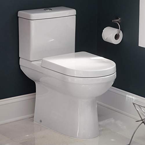 Miseno MNO560C Cascade Two-Piece High Efficiency Toilet with Elongated Chair Height Skirted Bowl - Includes Soft Close Seat - Bright White