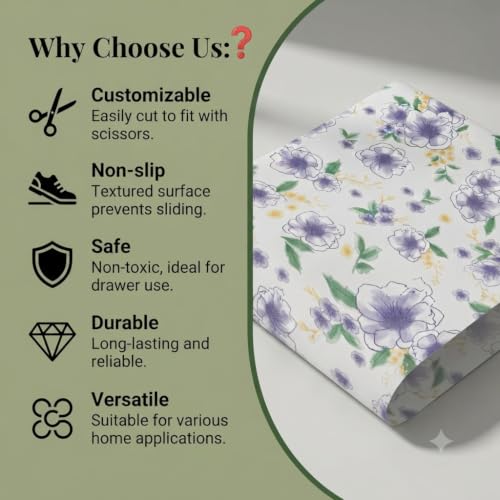 Image of Dribble (45cm X 300cm) Eva Shelf Liner Mat Roll, Non Slip Drawer & Cabinet Liner for Kitchen, Waterproof Oilproof Washable Fridge Mat, Anti Skid Multipurpose Mat (Spring Lavender Purple)