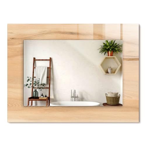 Miroir encadré rectangulaire 80x60cm aspect bois structuré - 2