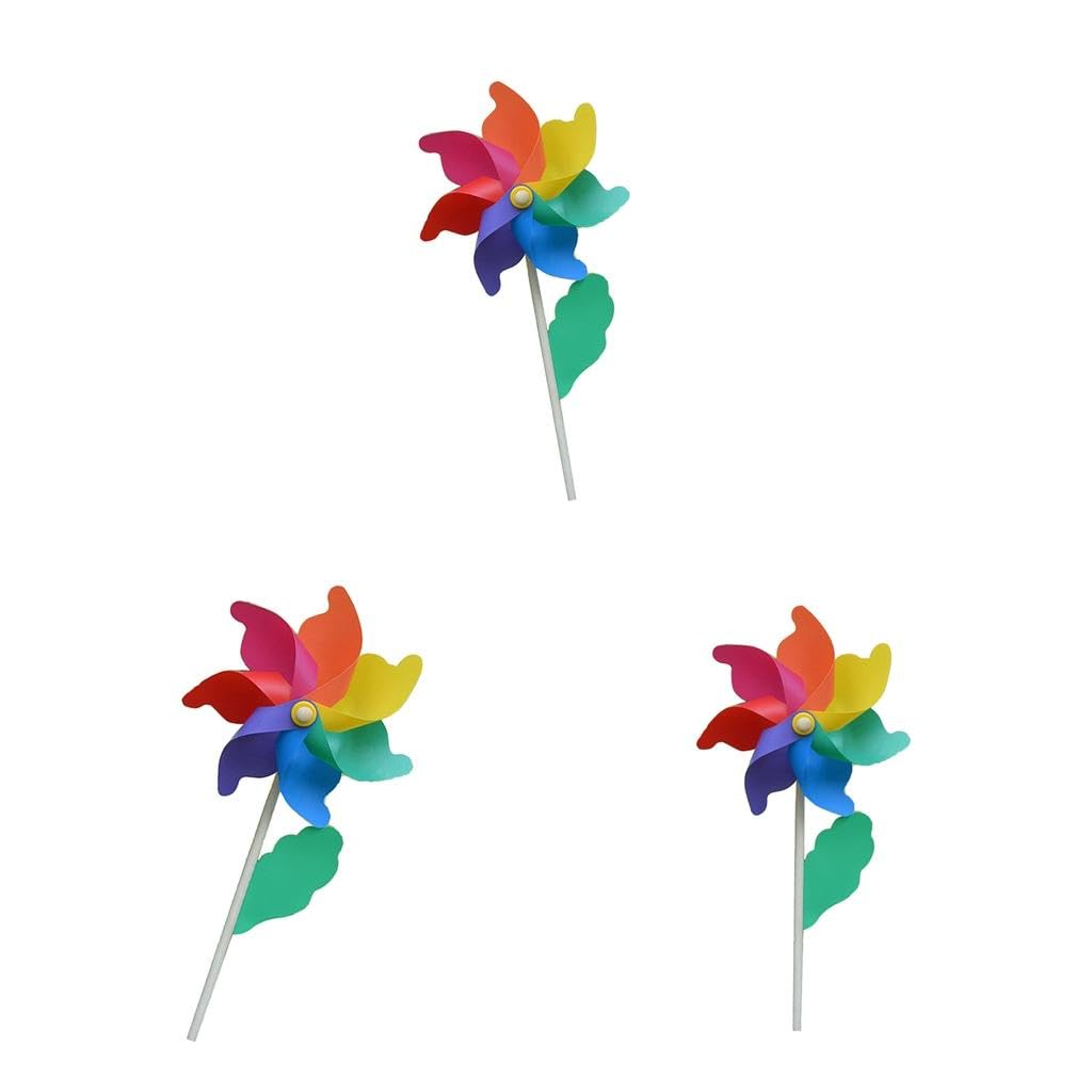 Rainbow Pinwheel Wood Multicolor 24cm, 3 Pieces Windmills for Kids Yard and Garden-image-46