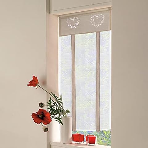 SIMPVALE Tie Up Voile Curtain with Embroidery Cover