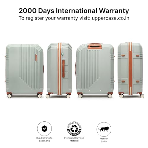 Image of uppercase Vector (Large) 75cm, Check-in Sustainable Trolley Bag, Hardsided Anti-Scratch 8 Wheel Double Spinner Luggage, TSA Lock & Anti-Theft Zippers, Suitcase for Unisex, 2000 Days Warranty (Green)