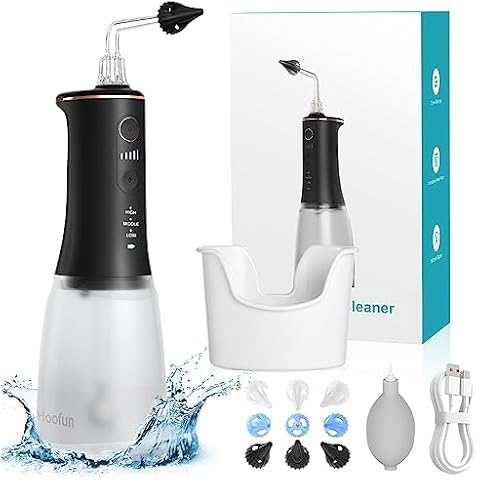 Ear Cleaner Wax Removal Kit: Electric Ear Irrigation Flushing System 3-Hole Spray Nozzle, Safe and Effective,IPX7 Water Resistant Pulse Ear Cleaning Tool for Adults Candles Earwax Remover Deep Wash Cover
