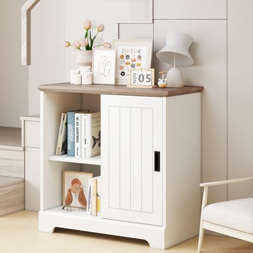 COSTWAY Elegant Sideboard Storage Cabinet, Kitchen Buffet with Sliding Doors, 3 Drawers & Adjustable Shelf, Coffee Bar Display Unit for Dining Room (White) - Image 8
