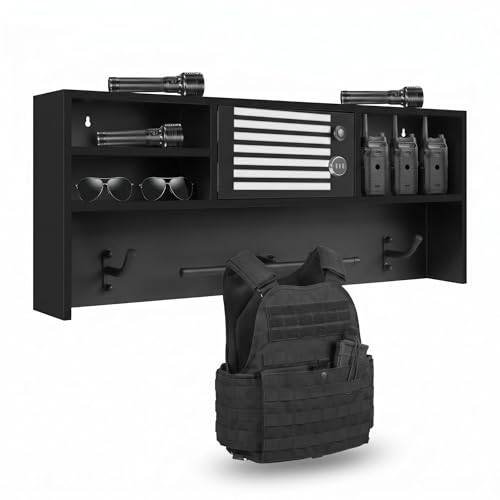 Premium Metal Police Gear Rack Multi-Compartment with Hooks for Home Office Bar - Serial No.14