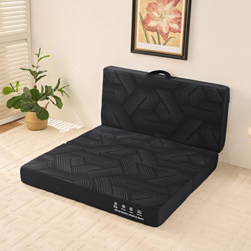 Housiney Trifold Mattress, 6 Inch Memory Foam Tri-Fold Mattress Twin Size, Foldable Mattress with Washable Cover, Handles and Non-Slip Bottom for Yoga, Living Room, Camping, 75"x 38" x 6", Black - Image 8