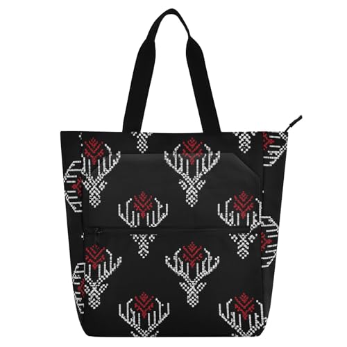 Bolsa de mano de diseño nórdico negro, resistente y con cremalleras para adultos y niños