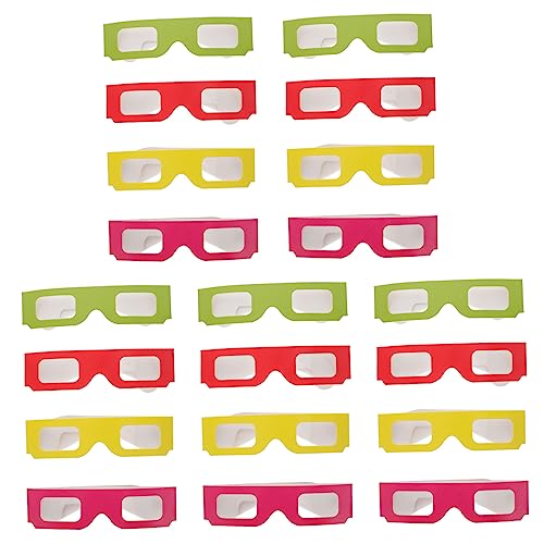 HOMSFOU 20pièces Lunettes Carton pour Films Et Jeux Cadres Colorés Rouge Jaune Vert Rose Légères Et Portables pour Visionnage Anaglyphique