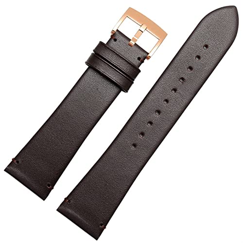 Bracelet en cuir SERDAS 22mm marron or rose pour montre AR60003