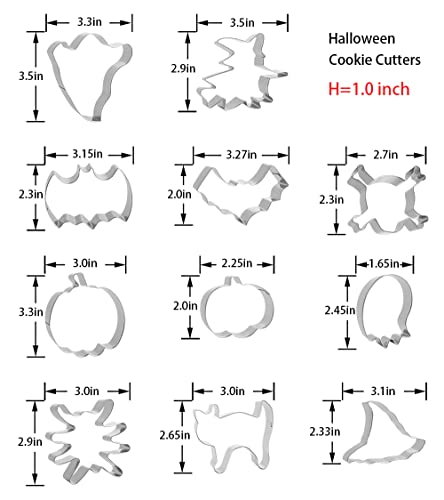 Halloween Cookie Cutters Set - 11Pcs Holiday Cookie Cutters - Pumpkin Ghost Bat Skull Witch Hat Cat Spider Witch Shapes Cookie Cutters - Large Cookie Cutters For Halloween Party (Gift Package) #TOP2