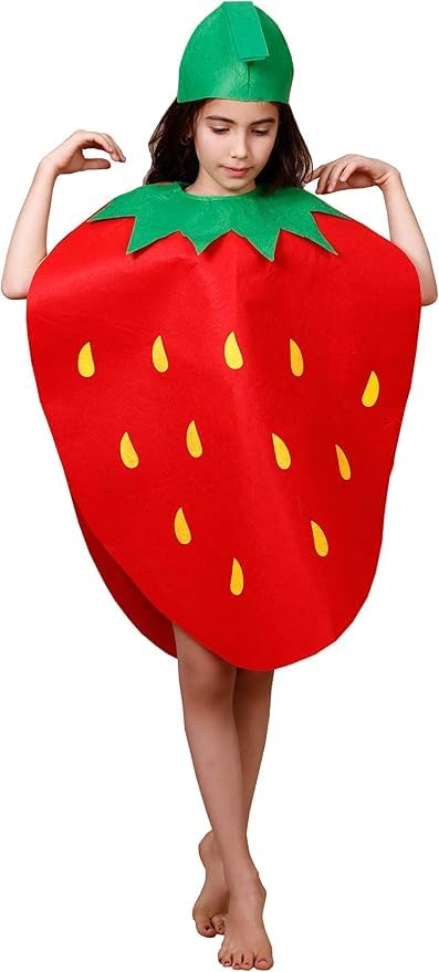 Matissa Disfraces infantiles de frutas, verduras y naturaleza, trajes de fiesta para niños y niñas (fresa)