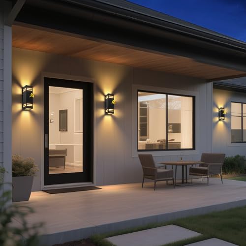 MZLITI Dusk to Dawn Outdoor Wall Light 2 Pack, Modern Exterior Lighting Fixtures for House, Black Outdoor Sconce Lights with LED Bulbs, Up Down Lights, Outside Garage Lights for House, Porch, Door — view 2