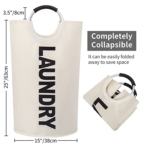Zero Jet Lag 82L Large Laundry Basket Collapsible Fabric Laundry Hamper Bag Foldable Laundry Bag With Handles Waterproof Washing Clothes Bin Bag Dirty Cloth Storage Hamper Bag (Beige,L) #TOP1