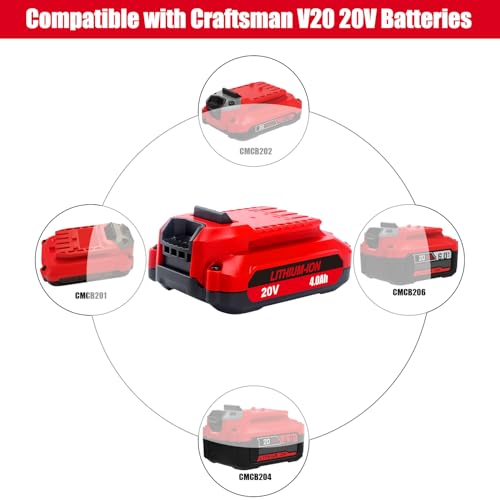 Skyon SK-CMCB202 20V 4.0Ah V20 Cmcb202 Battery Replacement For 20V 1.5Ah Cmcb201 20V 2.0Ah Cmcb202 Compact V20 Battery Pack Compatible With Craftsman 20-Volts Cordless Power Tools Lithium Ion V20 Battery thumb #2