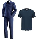 fratelliditalia.org Kit Tuta da Lavoro Blu Scuro e t-Shirt per Lavoratori Professionisti in Vari settori Industria edilizia Officina Meccanica