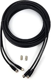MainCore 3m long Twin Double Satellite F Type Plug to Socket RG6 Normal or Extension Coax Cable, Lead, Cord with 2 Couplers Adapters for Sky Q, Sky HD, Sky+, Freesat, Virgin.etc (3m)