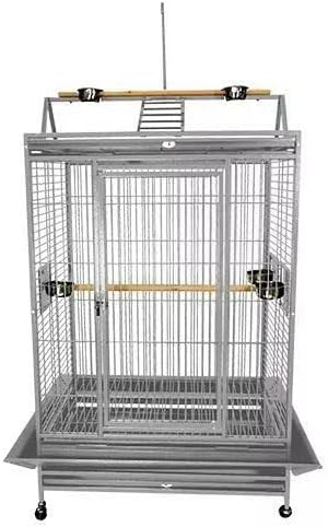 KING'S CAGES Superior Line Play Pen for Large Birds SLP 4030 Parrot CAGE 40X30X68 Bird Cages Toy Toys Large Cockatoos, Macaws (Grey/Silver)