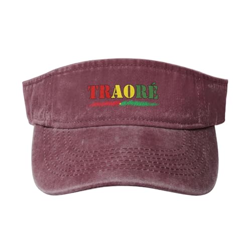 Burkina Faso-Ibrahim Traoré Denim Visor Hat Golf Sports Empty Top Cap Men Women Red